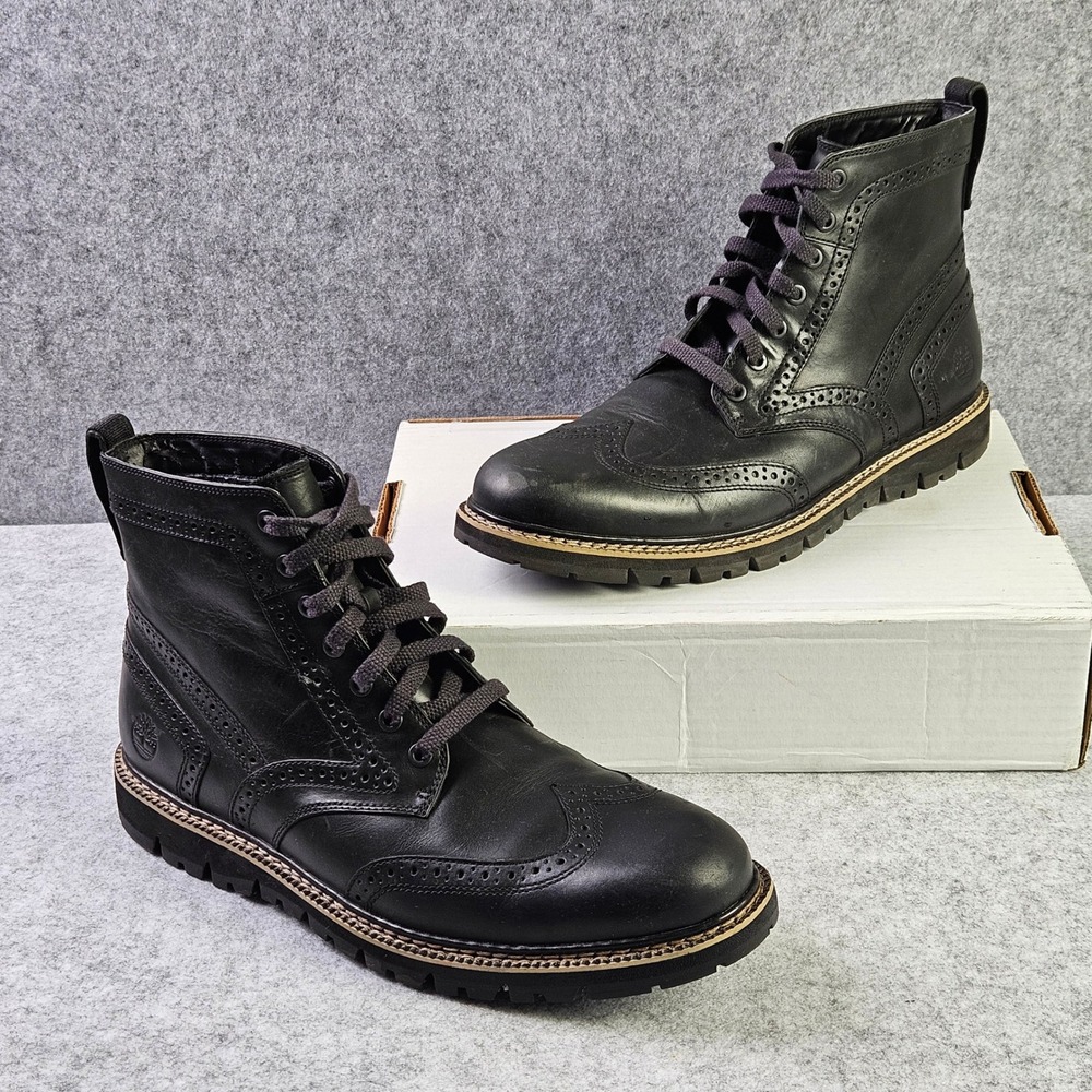 Timberland Westmore Wingtip Boots Mens 11 Black Leather Brogue A1MHE